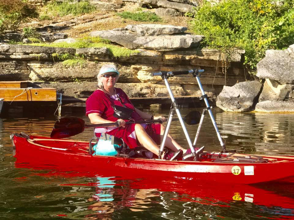 Shirley paddling Lake Ann.
