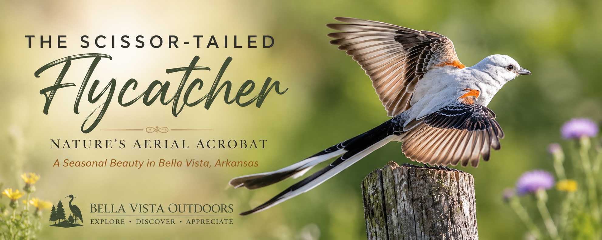 Banner Image "ScissorTailedFlycatcher" natures aerial acrobat